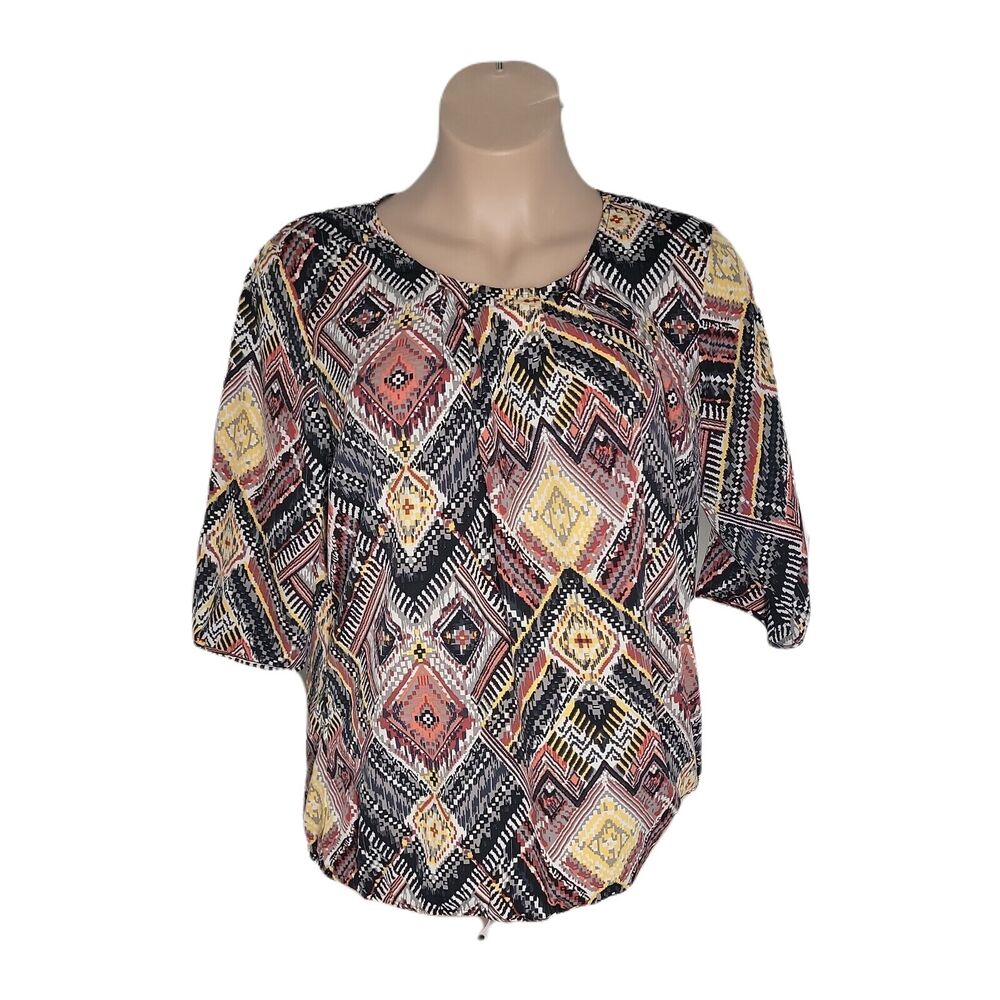 Junarose Classy Shirt Blouse ~ Sz 18 ~ Yellow & Black ~ 3/4 Sleeve